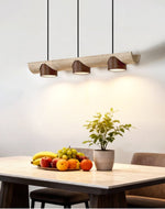 Thalen Linear Travertine Pendant Light, Three-Light Modern Kitchen Island Lamp
