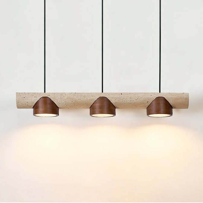 Thalen Linear Travertine Pendant Light, Three-Light Modern Kitchen Island Lamp