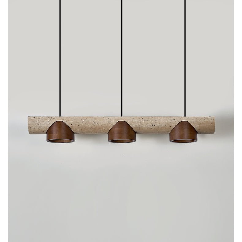Thalen Linear Travertine Pendant Light, Three-Light Modern Kitchen Island Lamp