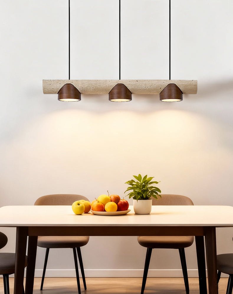 Thalen Linear Travertine Pendant Light, Three-Light Modern Kitchen Island Lamp