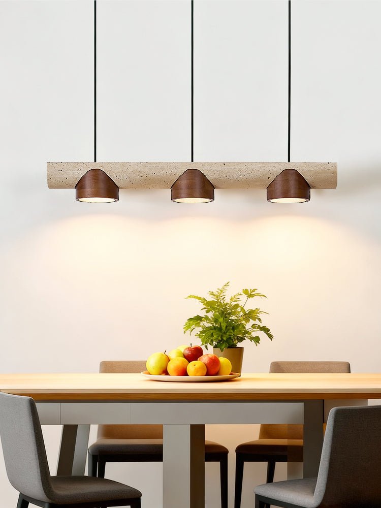 Thalen Linear Travertine Pendant Light, Three-Light Modern Kitchen Island Lamp