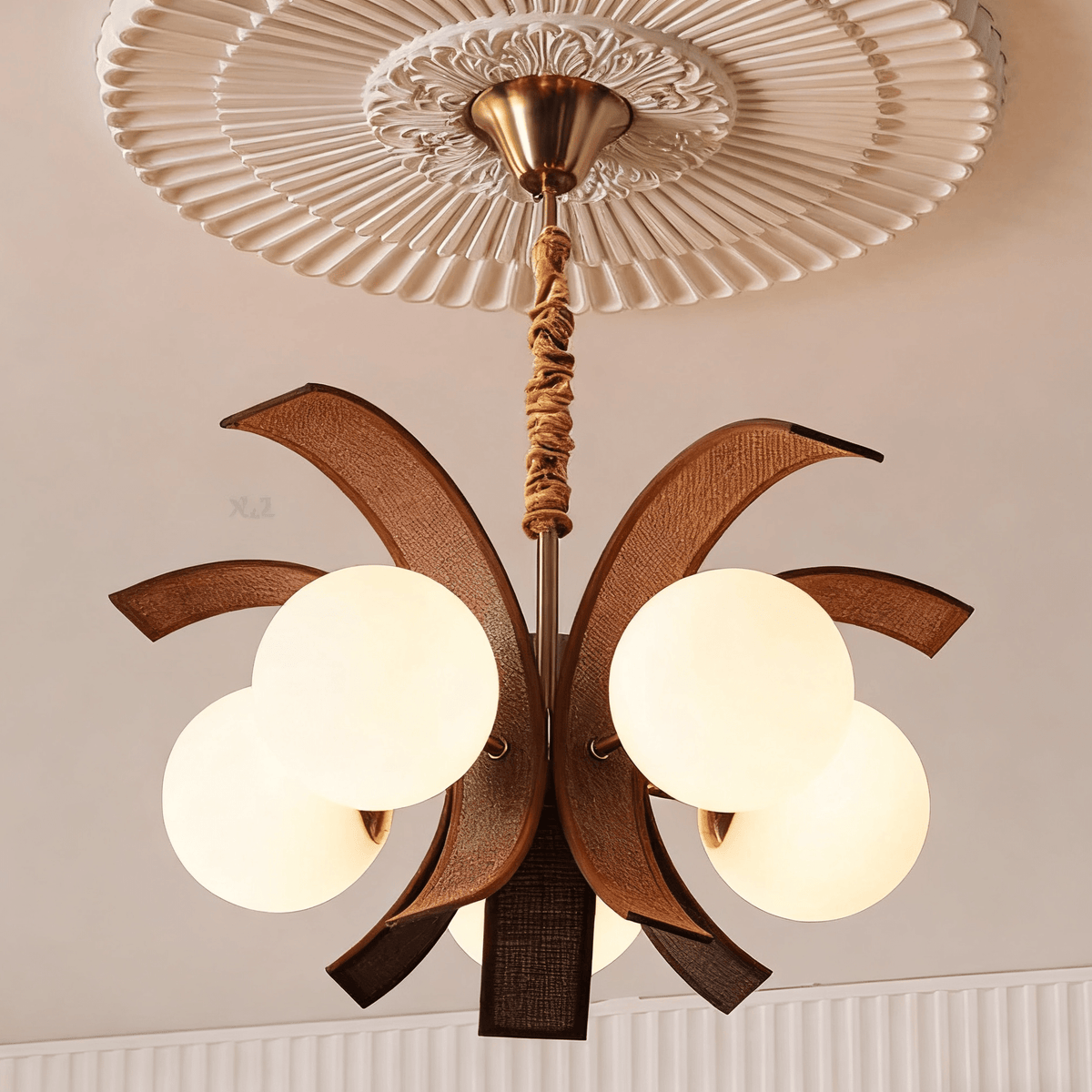 Thalina Grove Chandelier – Modern Fabric-Wrapped Ceiling Light for Dining and Living Rooms