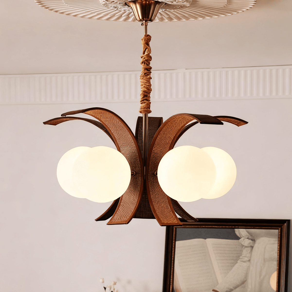 Thalina Grove Chandelier – Modern Fabric-Wrapped Ceiling Light for Dining and Living Rooms
