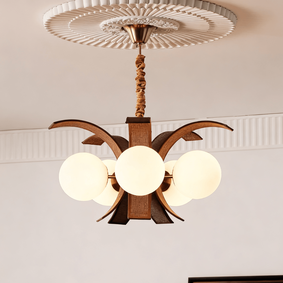 Thalina Grove Chandelier – Modern Fabric-Wrapped Ceiling Light for Dining and Living Rooms