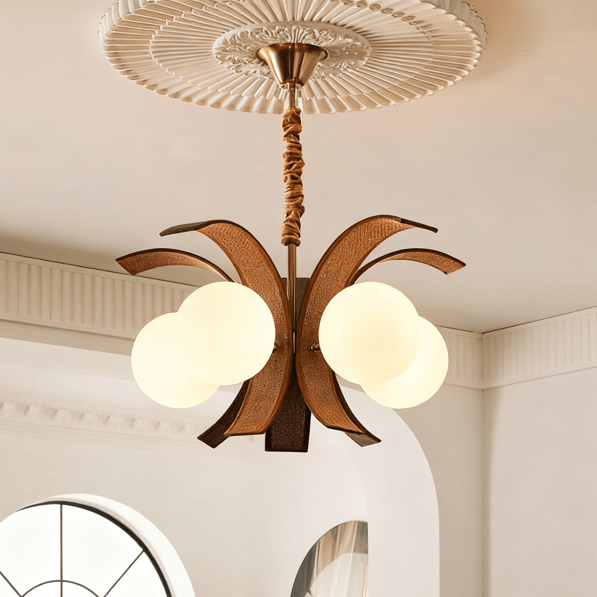 Thalina Grove Chandelier – Modern Fabric-Wrapped Ceiling Light for Dining and Living Rooms