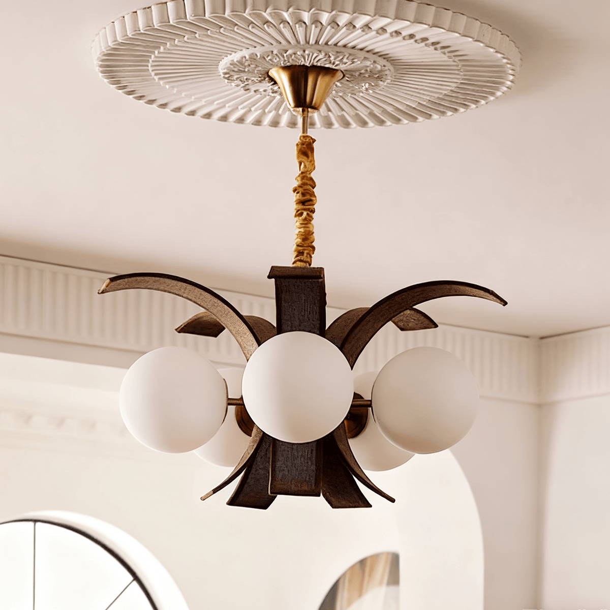 Thalina Grove Chandelier – Modern Fabric-Wrapped Ceiling Light for Dining and Living Rooms