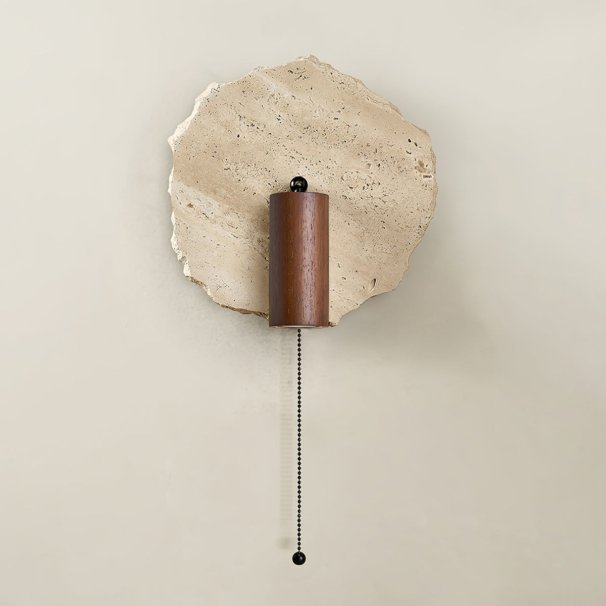 Thalos Travertine Wall Sconce with Walnut Spotlight
