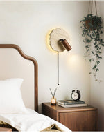 Thalos Travertine Wall Sconce with Walnut Spotlight