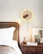 Thalos Travertine Wall Sconce with Walnut Spotlight