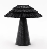 Artisan Straw Table Lamp with Wood Veneer Base for Modern Interiors