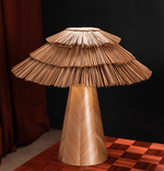 Artisan Straw Table Lamp with Wood Veneer Base for Modern Interiors