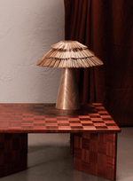 Artisan Straw Table Lamp with Wood Veneer Base for Modern Interiors