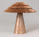 Artisan Straw Table Lamp with Wood Veneer Base for Modern Interiors