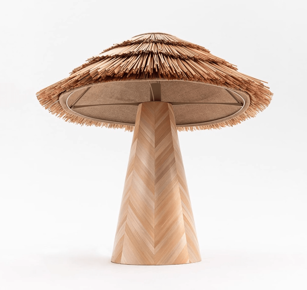 Artisan Straw Table Lamp with Wood Veneer Base for Modern Interiors