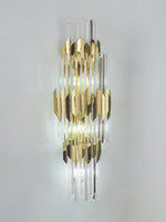 Theoretical Three-Layer Crystal Wall Light in Gold Stainless Steel