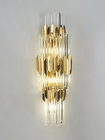Theoretical Three-Layer Crystal Wall Light in Gold Stainless Steel