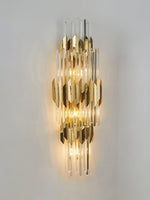 Theoretical Three-Layer Crystal Wall Light in Gold Stainless Steel