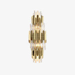 Theoretical Three-Layer Crystal Wall Light in Gold Stainless Steel