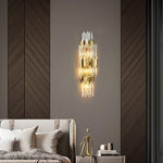 Theoretical Three-Layer Crystal Wall Light in Gold Stainless Steel
