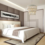 Three-Tier Wood Bead Chandelier with Distressed White Finish