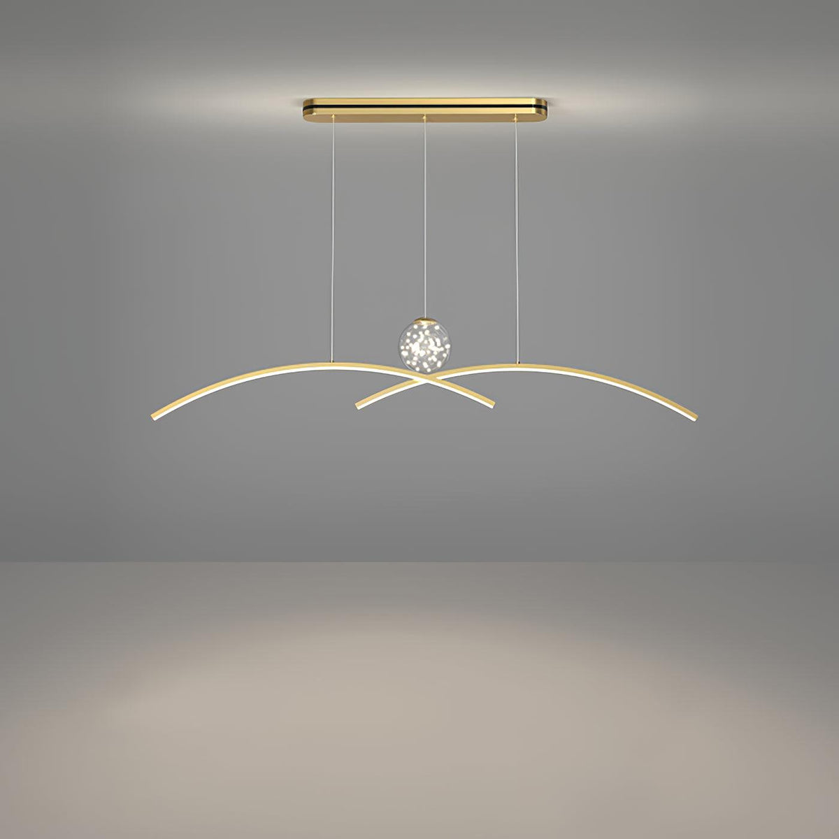 Thurston Linear LED Pendant Light – Gold & Glass Modern Kitchen Island Lighting
