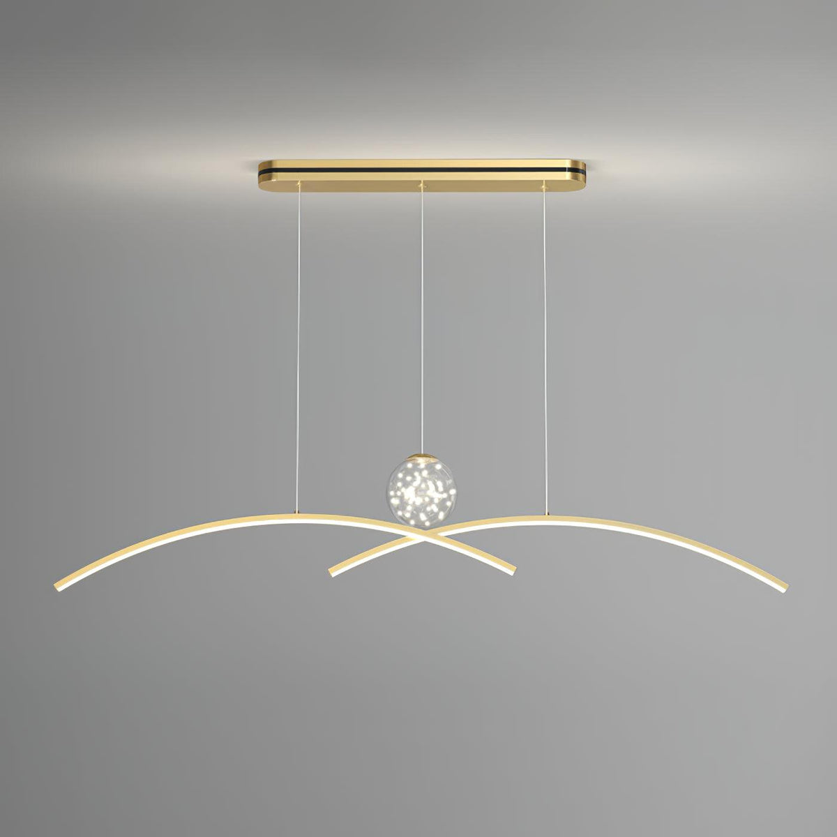 Thurston Linear LED Pendant Light – Gold & Glass Modern Kitchen Island Lighting