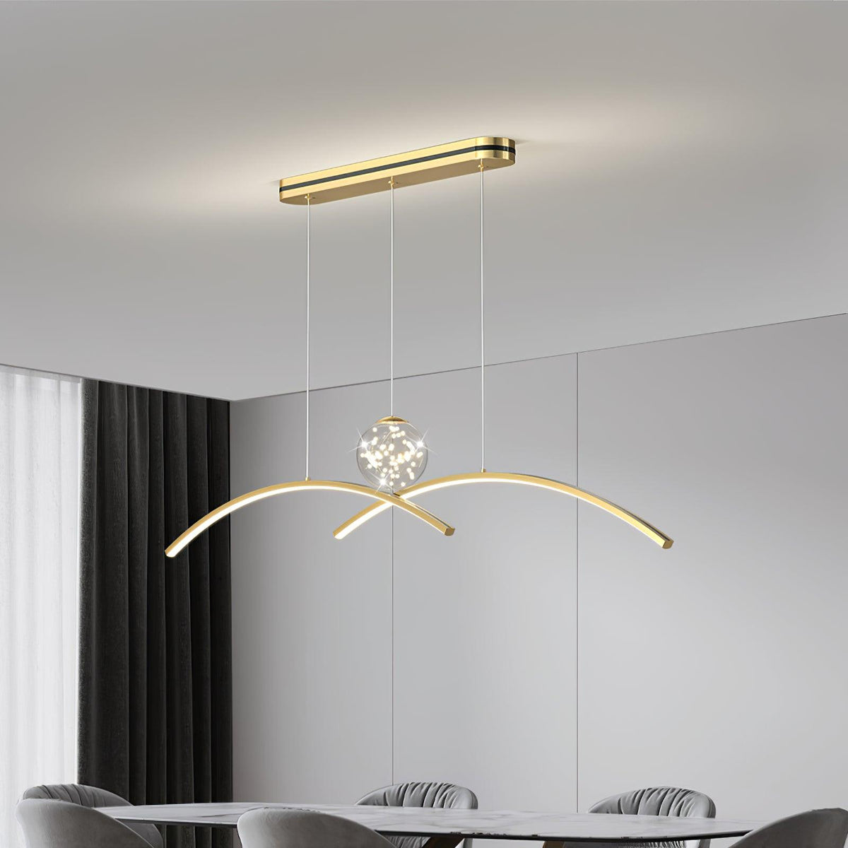 Thurston Linear LED Pendant Light – Gold & Glass Modern Kitchen Island Lighting