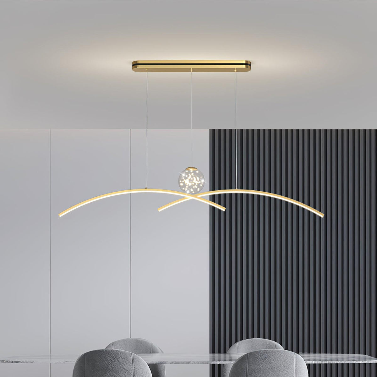 Thurston Linear LED Pendant Light – Gold & Glass Modern Kitchen Island Lighting
