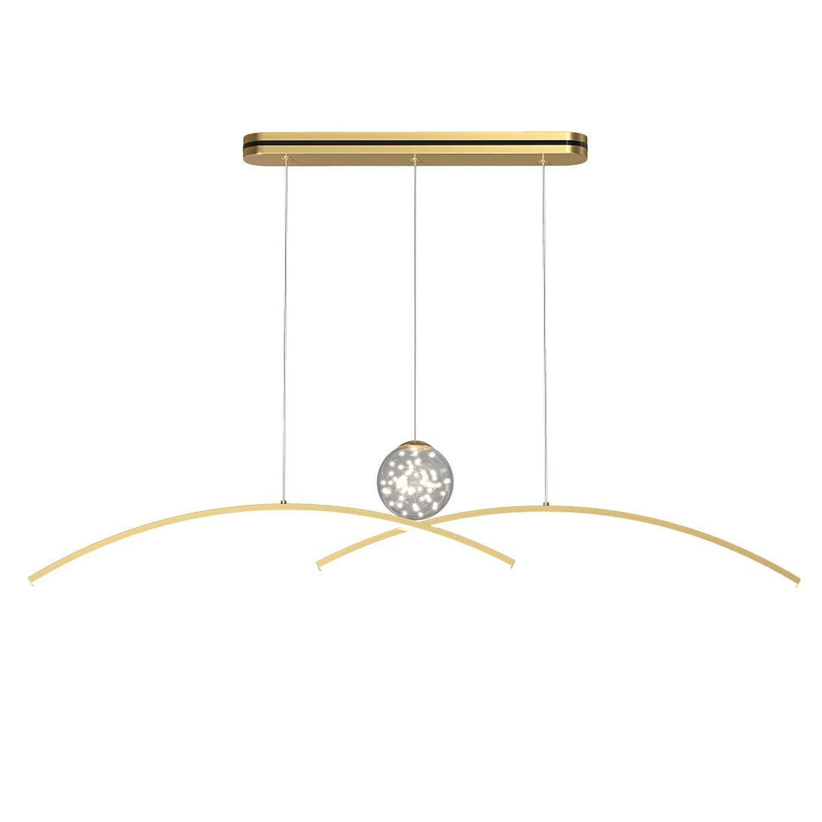 Thurston Linear LED Pendant Light – Gold & Glass Modern Kitchen Island Lighting