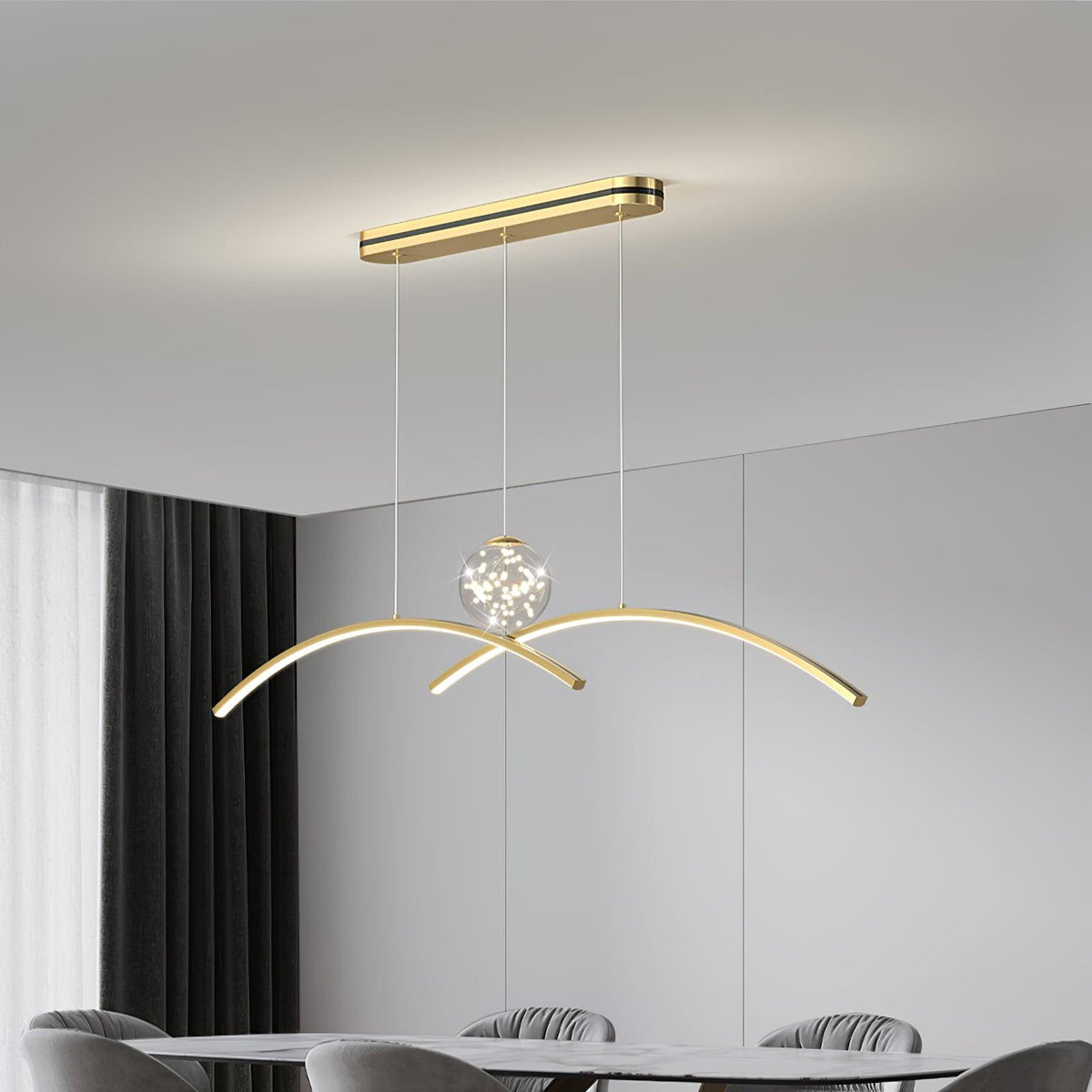 Thurston Linear LED Pendant Light – Gold & Glass Modern Kitchen Island Lighting