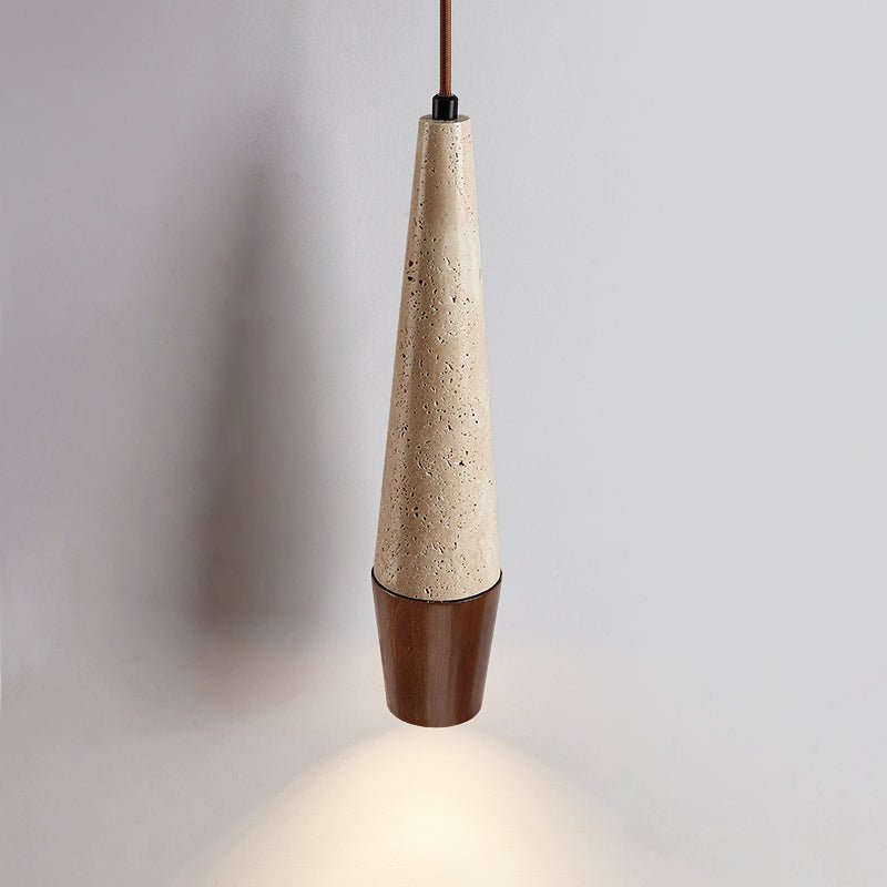 Tiber Travertine Pendant Light with Walnut Accent for Modern Interiors