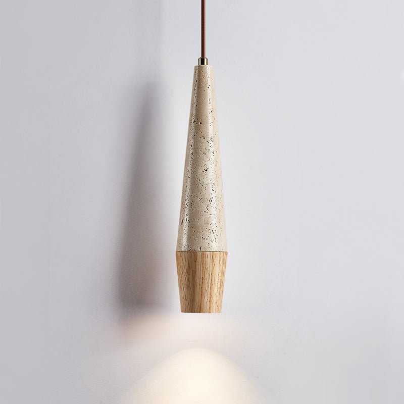 Tiber Travertine Pendant Light with Walnut Accent for Modern Interiors