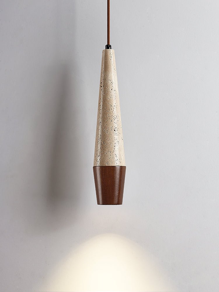 Tiber Travertine Pendant Light with Walnut Accent for Modern Interiors