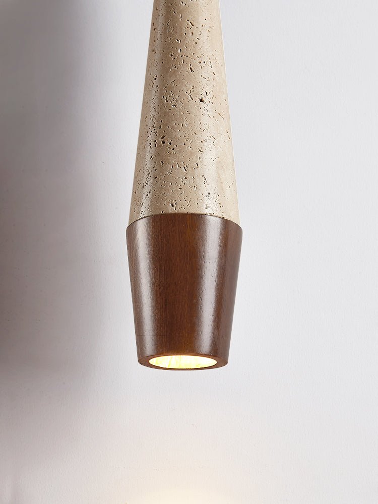 Tiber Travertine Pendant Light with Walnut Accent for Modern Interiors