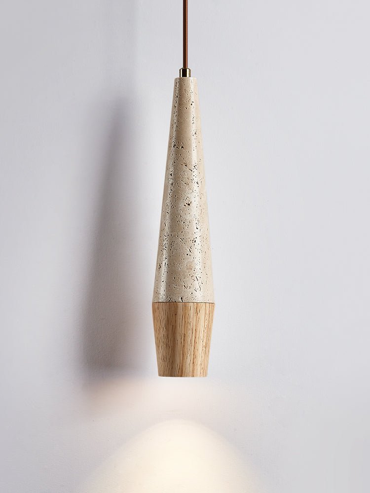 Tiber Travertine Pendant Light with Walnut Accent for Modern Interiors