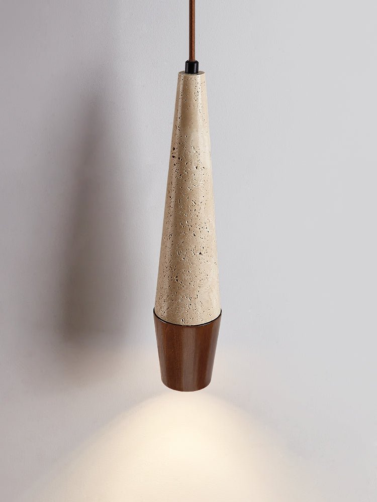 Tiber Travertine Pendant Light with Walnut Accent for Modern Interiors