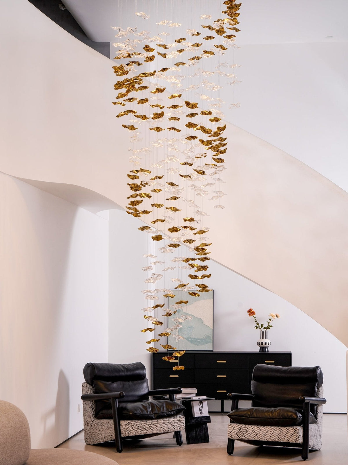 Tidal Art Glass Pendant Chandelier – Modern Cascading LED Light