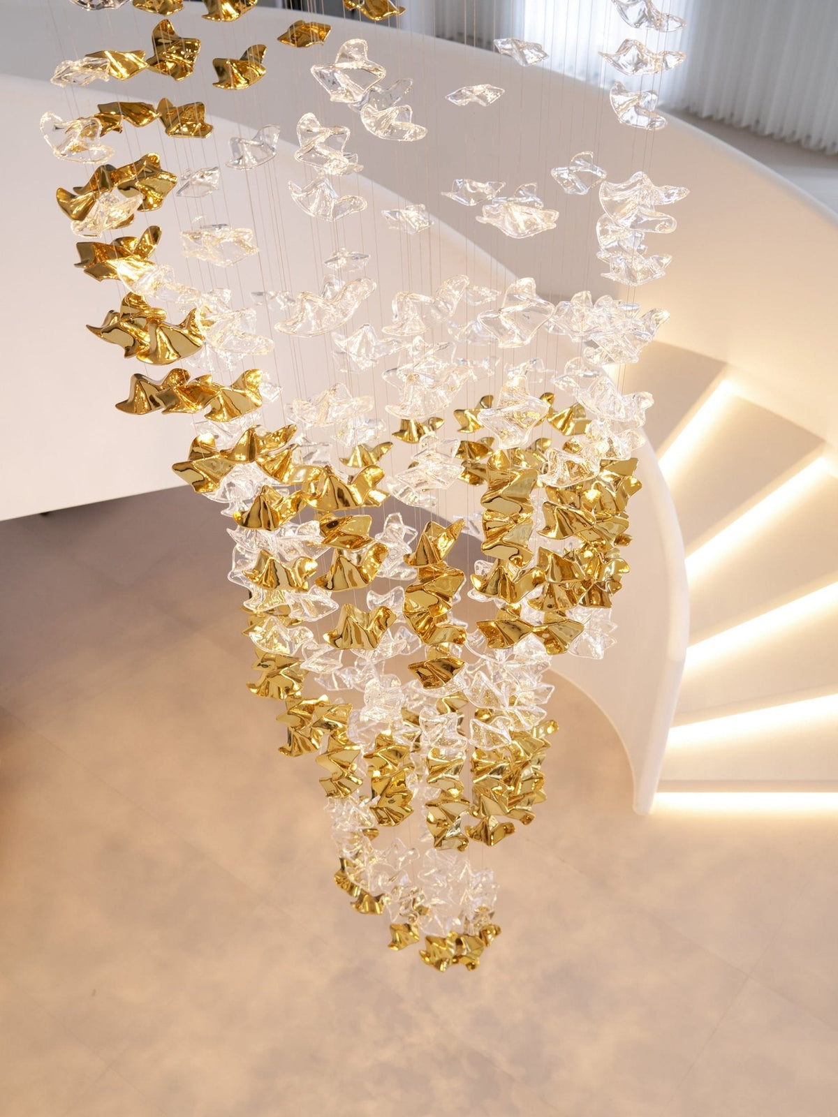 Tidal Art Glass Chandelier – Modern Cascading LED Pendant Light