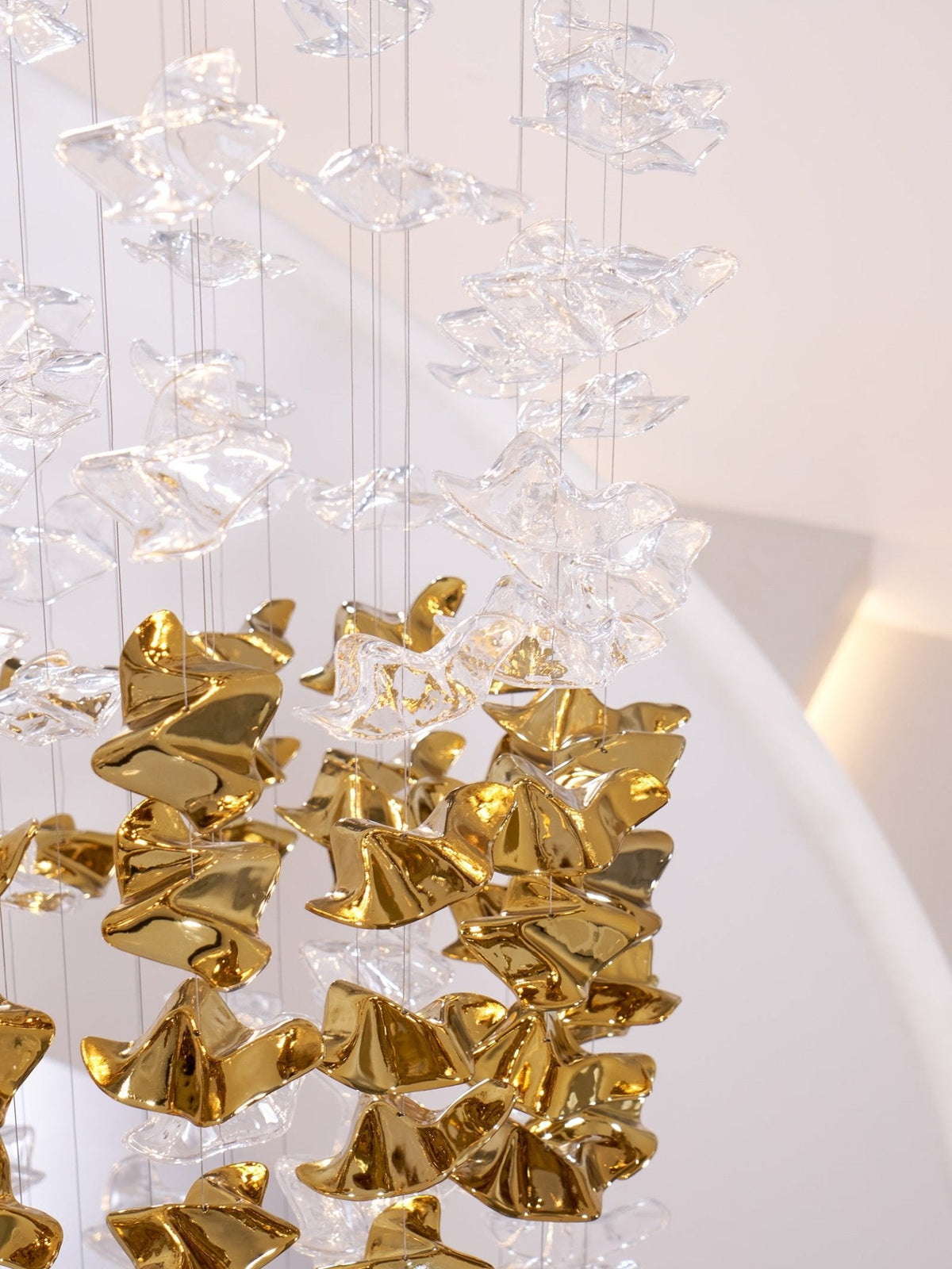 Tidal Art Glass Chandelier – Modern Cascading LED Pendant Light