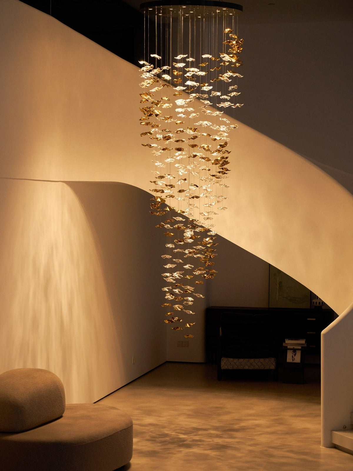 Tidal Art Glass Chandelier – Modern Cascading LED Pendant Light