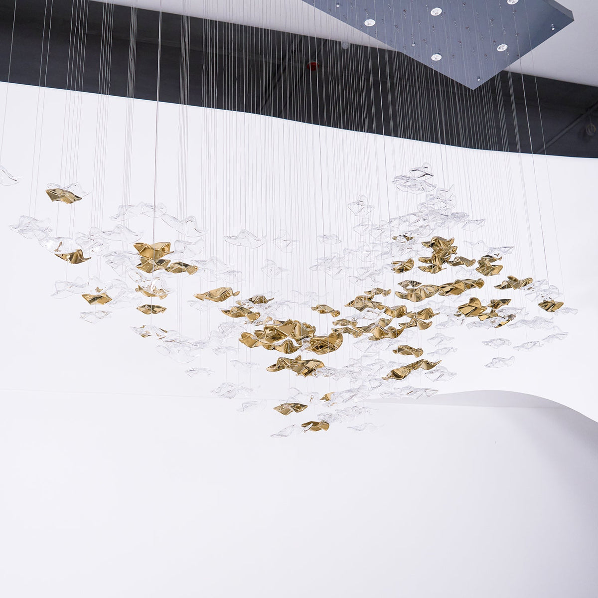 Tidal Art Glass Chandelier – Modern Cascading LED Pendant Light