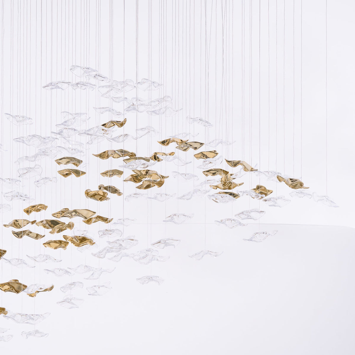 Tidal Art Glass Chandelier – Modern Cascading LED Pendant Light