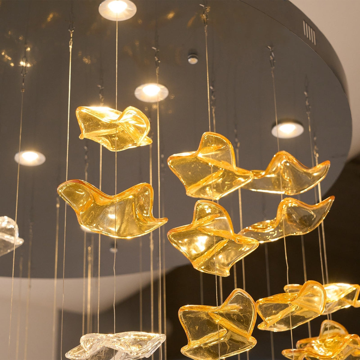 Tidal Art Glass Chandelier – Modern Cascading LED Pendant Light