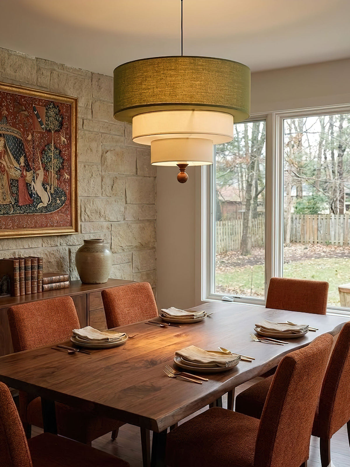 Tiered Fabric Pendant Light – Modern Layered Shade for Dining & Living Rooms