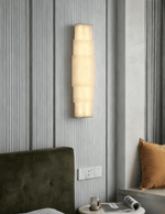 Tiered Alabaster Column Wall Sconce – Modern LED Wall Light for Entryway & Living Room