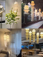 Tiered Column Pendant Light – Modern Layered Fabric & Metal Hanging Lamp