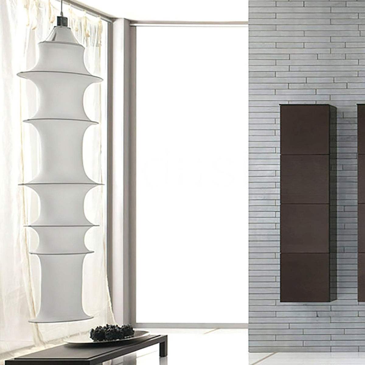 Tiered Column Pendant Light – Modern Layered Fabric & Metal Hanging Lamp