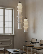Tiered Column Pendant Light – Modern Layered Fabric & Metal Hanging Lamp