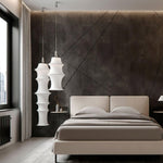 Tiered Column Pendant Light – Modern Layered Fabric & Metal Hanging Lamp