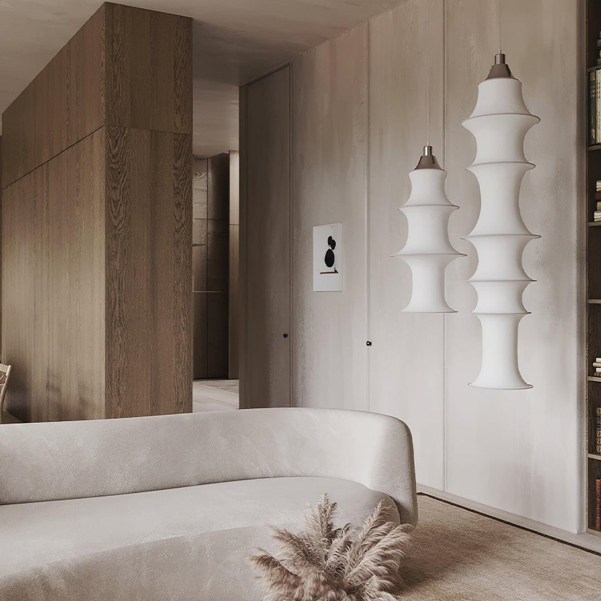 Tiered Column Pendant Light – Modern Layered Fabric & Metal Hanging Lamp